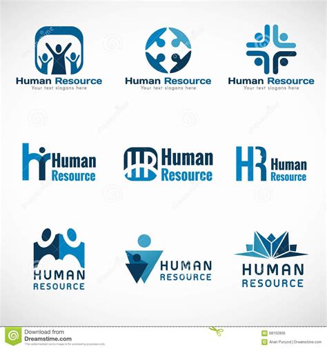Human Resources Hr Logo Vector Set Design For Business Stock