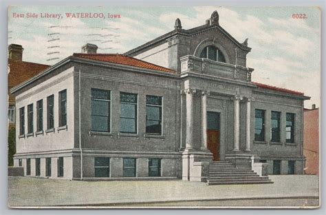 Waterloo Iowa~east Side Library Building~vintage Postcard United