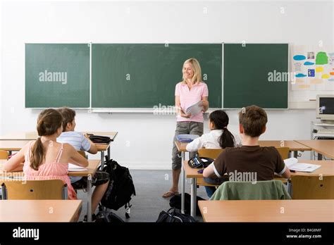 Teacher In Front Of Her Class Stock Photo Alamy