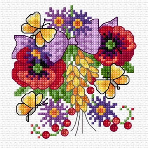 Counted cross stitch spring flowers patterns for free. "September Flowers" counted cross-stitch pattern by Lesley ...