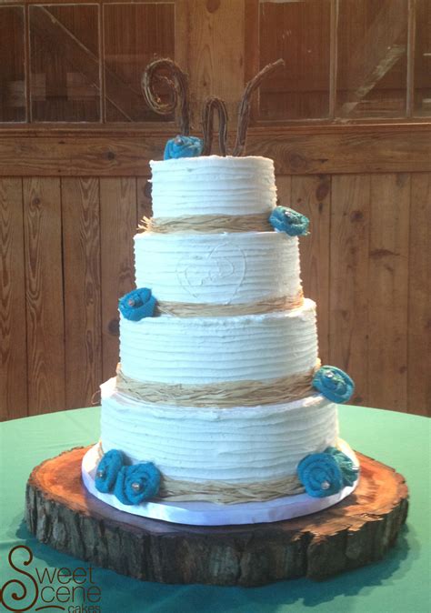 Rustic Teal Wedding Cake