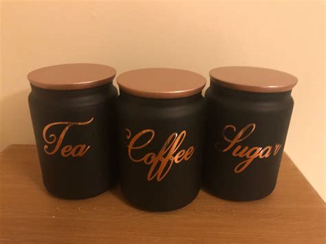 Sugar canister in cream dolomite/bamboo. Tea Coffee Sugar Kitchen Storage Canisters Set Of 3 Black ...