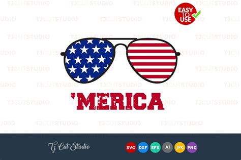 Merica Svg Merica Svg American Glasses Flag 4th Of July