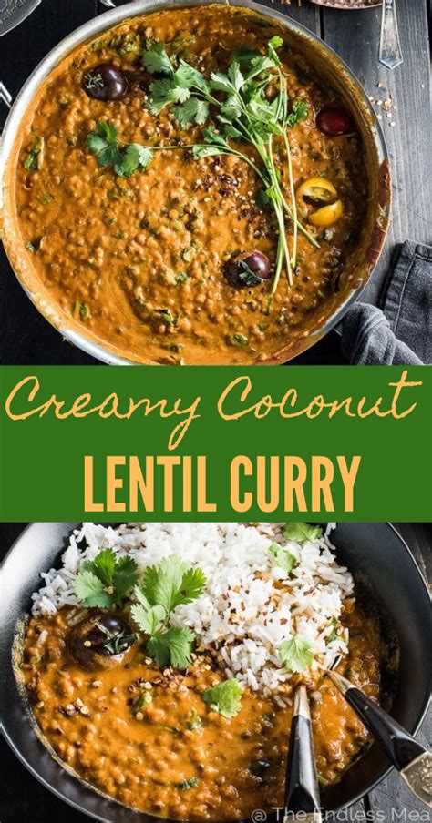 These coconut curried green lentils are nutritious, easy to make, and they feed a crowd! CREAMY COCONUT LENTIL CURRY #lentil #coconut #vegan # ...