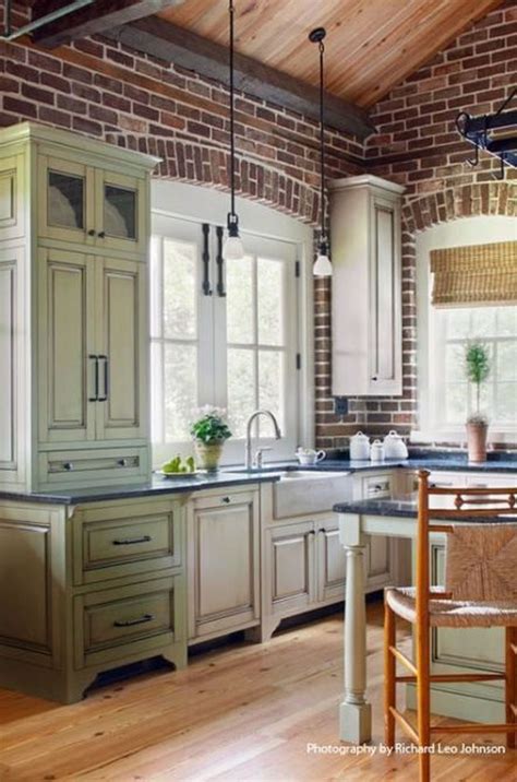 50 Casual Kitchen Exposed Brick Design Ideas With Farmhouse Style