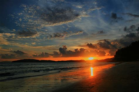 Wallpaper Sunlight Landscape Sunset Sea Asia Rock Shore Sand