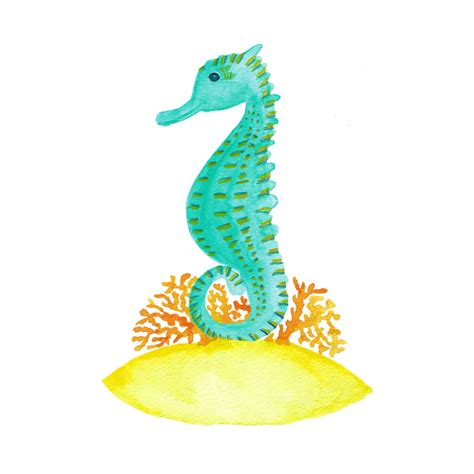 Seahorse Life Watercolor Art Design Aliya Bora