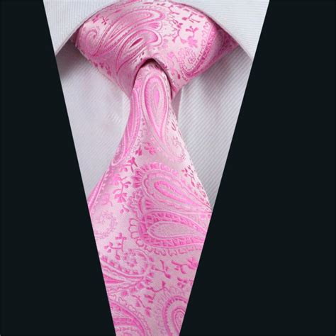 DH 379 Mens Silk Tie Pink Paisley NeckTie 100 Silk Jacquard Ties For