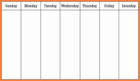 7 Day Week Schedule Template Beautiful 7 Weekly Calendar
