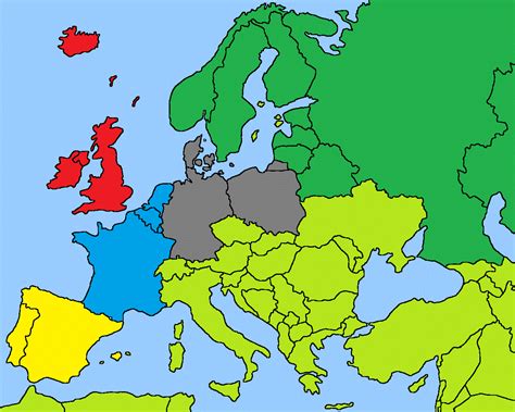 Blank Colored Map Of Europe United States Map