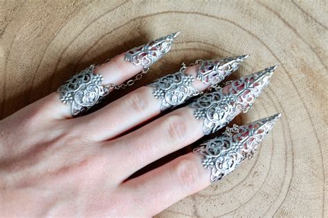 Silver Armour Full Hand Set Midi Claw Rings In Silver Etsy
