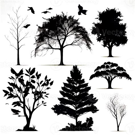 Set Of Trees Silhouettes 25219131 Png