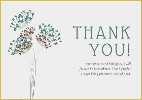 Free Sympathy Thank You Card Templates Of Teal And Brown Dandelion