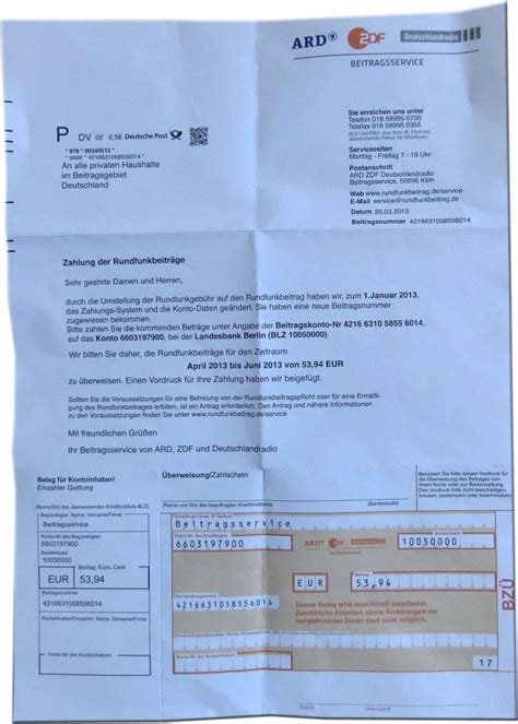 Berliner Sparkasse überweisung Rückgängig Machen - Betrug: Falsche GEZ-Zahlungsaufforderung per Brief - Anti-Spam Info