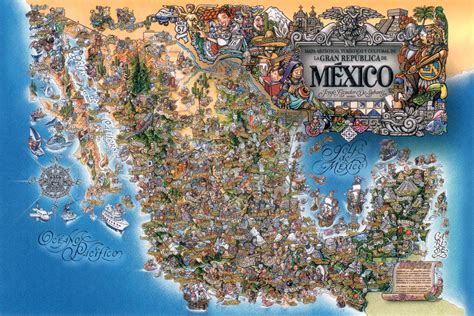 Detailed Tourist Illustrated Map Of Mexico Mexico Detailed Tourist