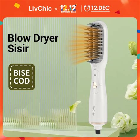 Jual Livchic Catokan Hair Dryer Sisir Styling 2 In 1 Hot Air Comb One