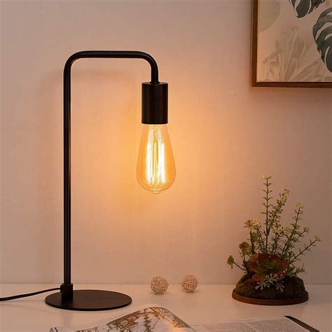 Modern Table Lamp Industrial Nightstand Lamp Black