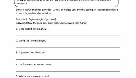 7th Grade Independent And Dependent Clauses Worksheet With Answers