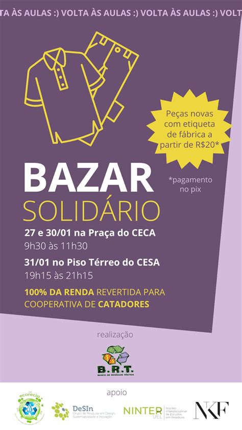 Bazar Solidário disponibiliza peças novas a partir de R
