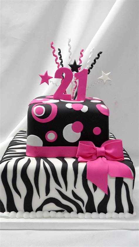 Pink And Black Zebra All Fondant And Gumpaste Zebra Birthday Cakes 21st Birthday Cake For