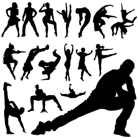 Vector People Silhouette Dance Moves Material Free Vector 4vector