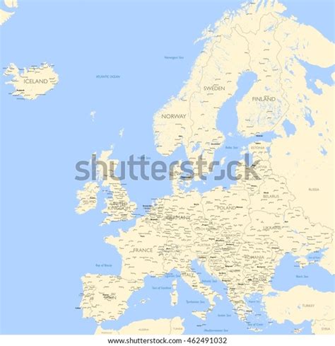 Vector Europe Map Detailed Map Europe Stock Vector Royalty Free Shutterstock