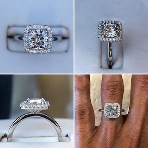 Carat Cushion Forever One Moissanite Diamond Halo Solitaire