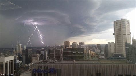 Lightening Flashes Over Sydneys Cbd During One Of The Thunderstorms