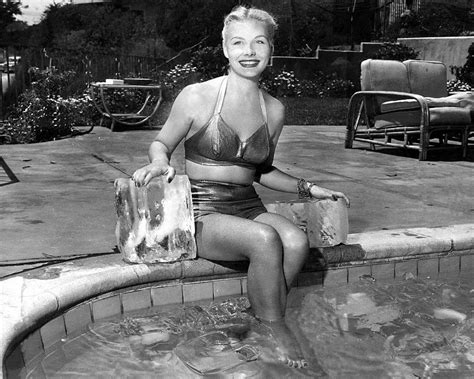 Barbara Payton Displaying Her Charm Midst Some Cooling Cubes Bygonely