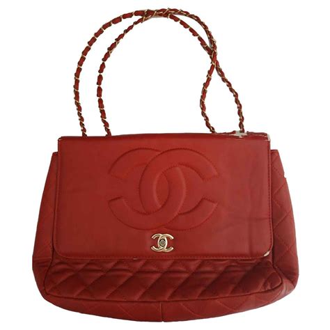 Chanel Lined Sided Chanel Bag Jumbo Red Limited Edition Leather Ref