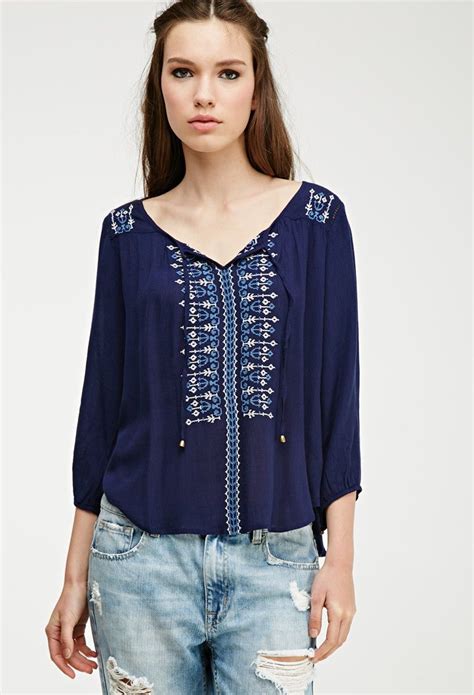 Embroidered Peasant Top Tops Clothes Forever21 Tops