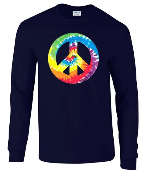 Tie Dye Peace Sign 60s 70s Hippie Long Sleeve T Shirt