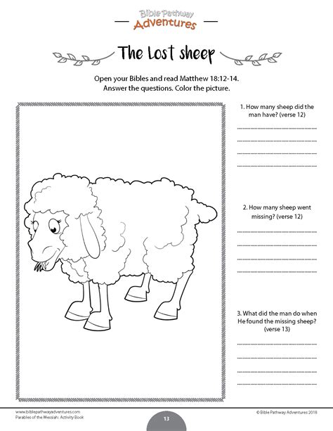 The Good Shepherd And Lost Sheep Worksheet Sundayschoolist