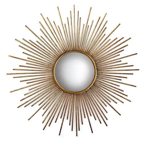 La Villette Antique Gold Hollywood Regency Sunburst Wall Mirror