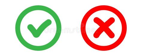 Green Tick And Red Cross Sign Checkmark Icons Set Wrong Symbol