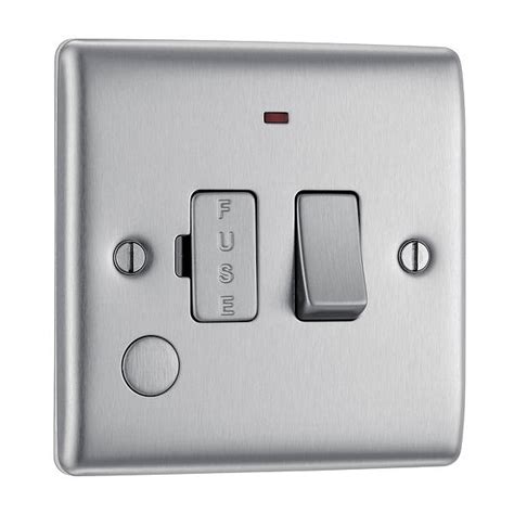 13a Switched Fused Spur Cw Neon And Flex Outlet Nexus Brushed Steel