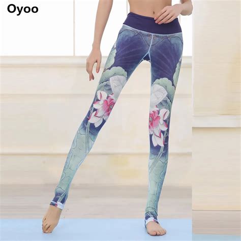 Big Discount Oyoo Comfy Lotus Athletic Leggings Full Length Floral Print High Waist Running Yoga