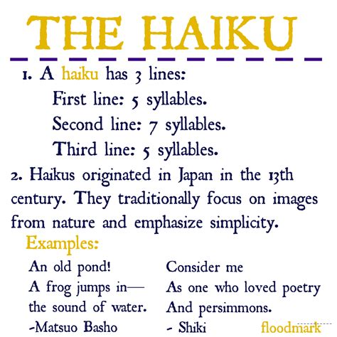 Floodmark The Haiku A Nugget Of Poetical Imagery
