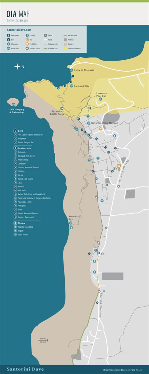 Map Of Oia Santorini Hotels Restaurants Bars Views