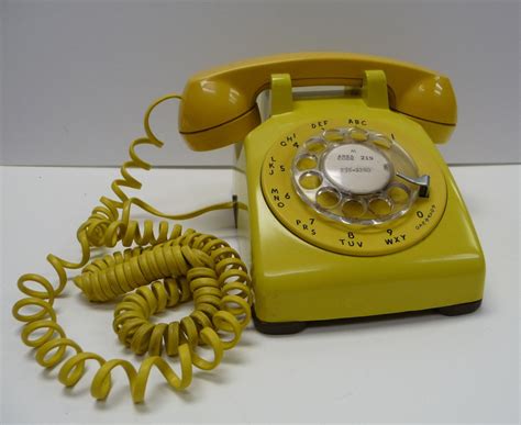 Vintage Rotary Phone 1970s Yellow Gold Retro Telephone With Cord