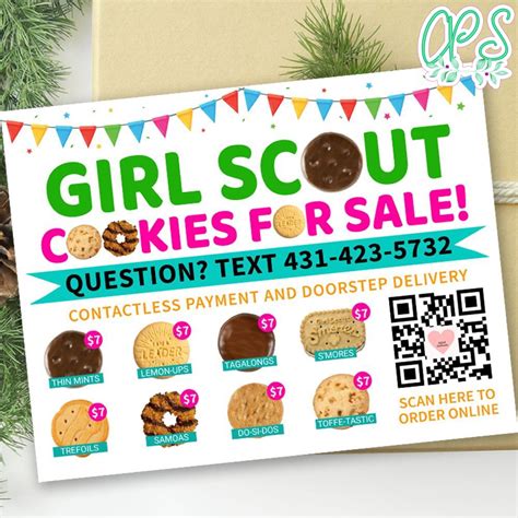 Printable Girl Scout Cookie Menu Template Instant Download Custompartyshirts Studio