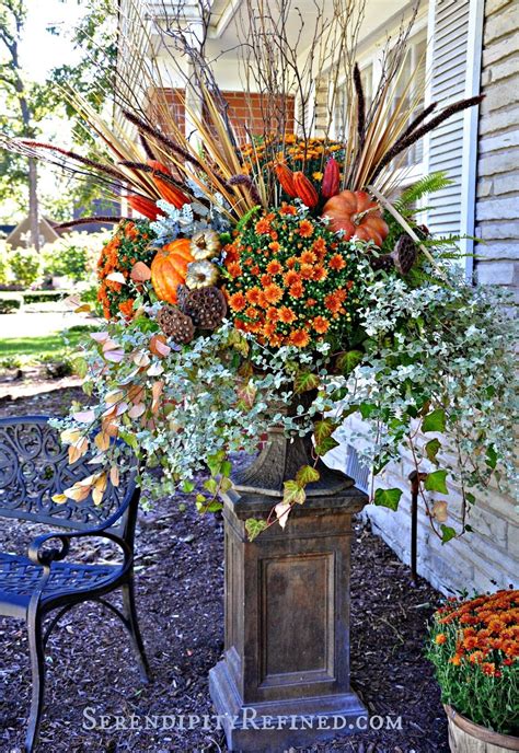 Serendipity Refined Gold And Orange Fall Pumpkin Urn Planter Fall