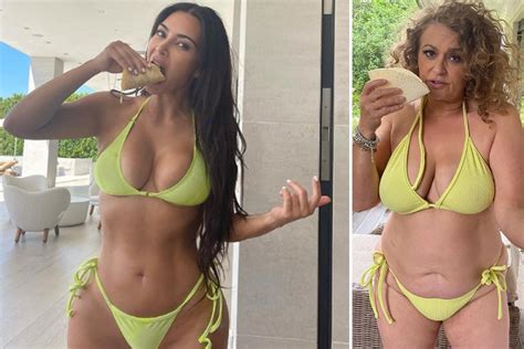 Loose Womens Nadia Sawalha Tucks Into A Taco In A Yellow Bikini As She