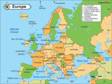 Map Of Europe Seas And Oceans Secretmuseum