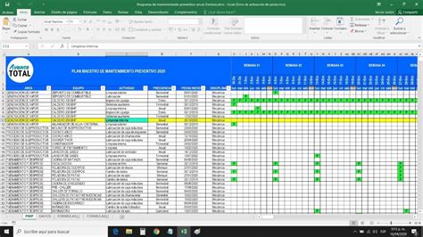 Programa De Mantenimiento Preventivo En Excel Plantilla Us 1500