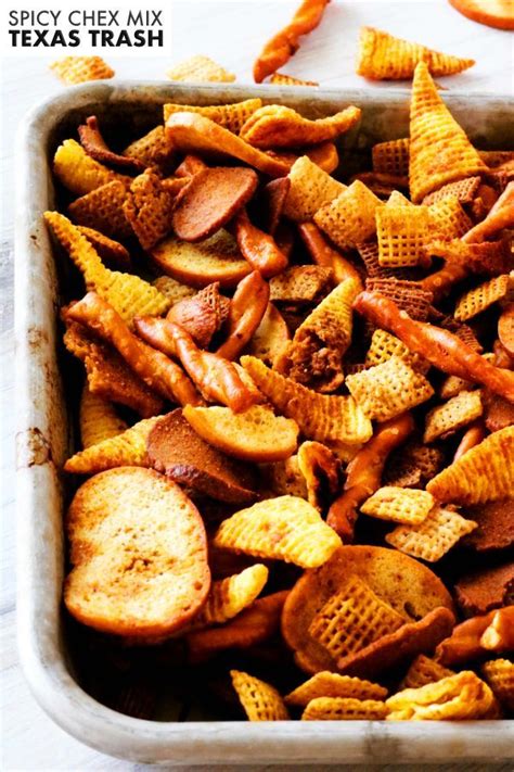 If you prefer a tamer mix, cut the tobasco in half; Texas Trash | Spicy Chex Mix - The Anthony Kitchen | Recipe in 2020 | Spicy chex mix, Homemade ...