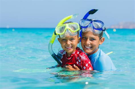 Kids Snorkeling Stock Image Image Of Lying Relaxing 55667817