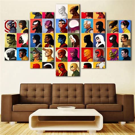 Large Framed Comic Book Characters 5 Piece Canvas Print Wall Art Home Decor Comics Wall Art
