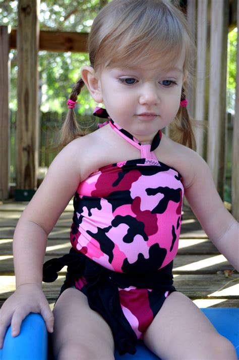Baby Bathing Suit Pink Camouflage W Black Wrap Around Etsy