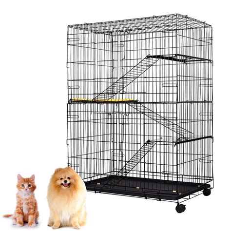 Large Folding Collapsible Pet Cat Wire Cage Wtray Outdoor Carriers